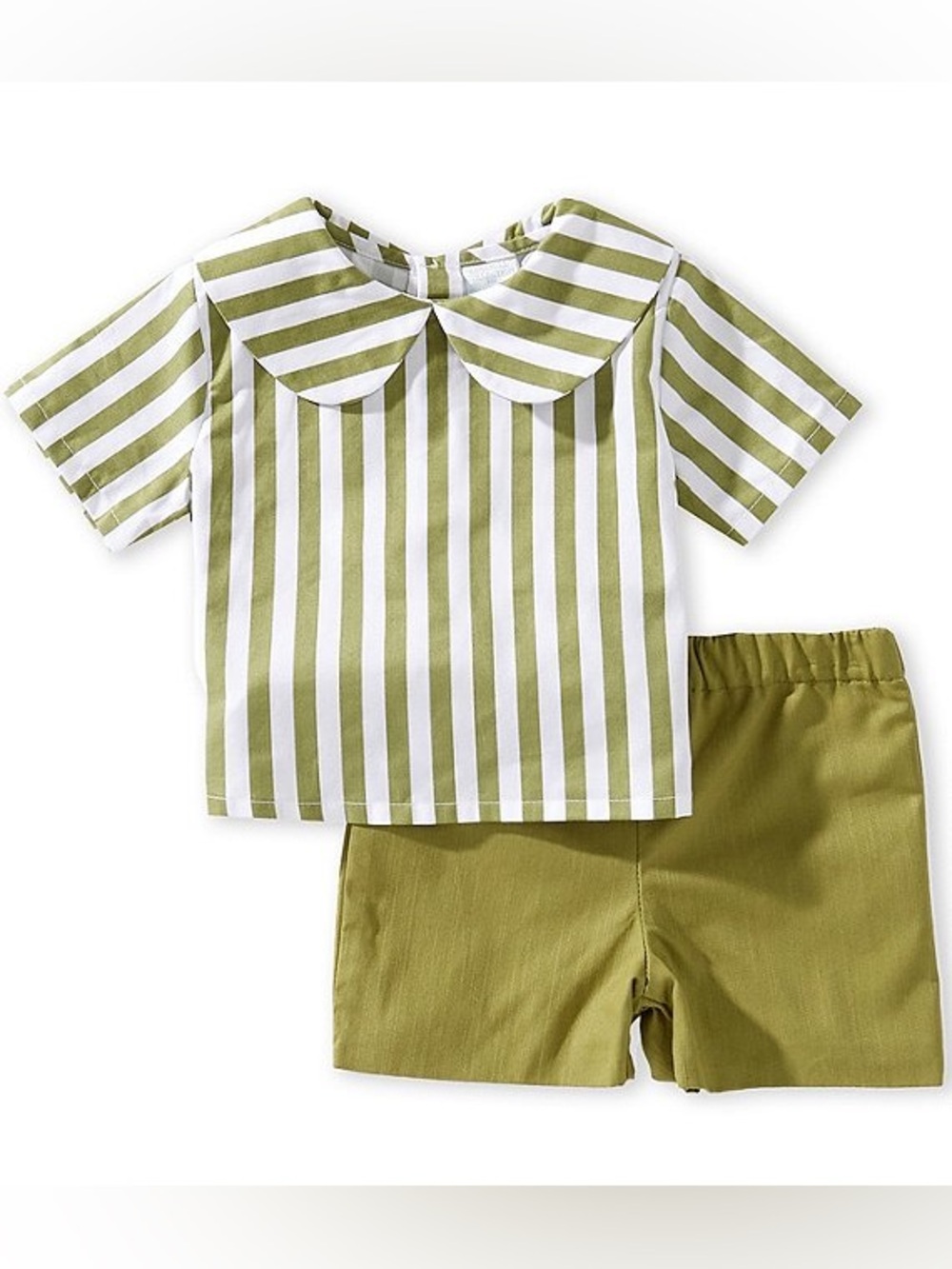 NWT Edgehill Collection Megan Karp Jack Stripe Peter Pan Collar Top & Shorts Set